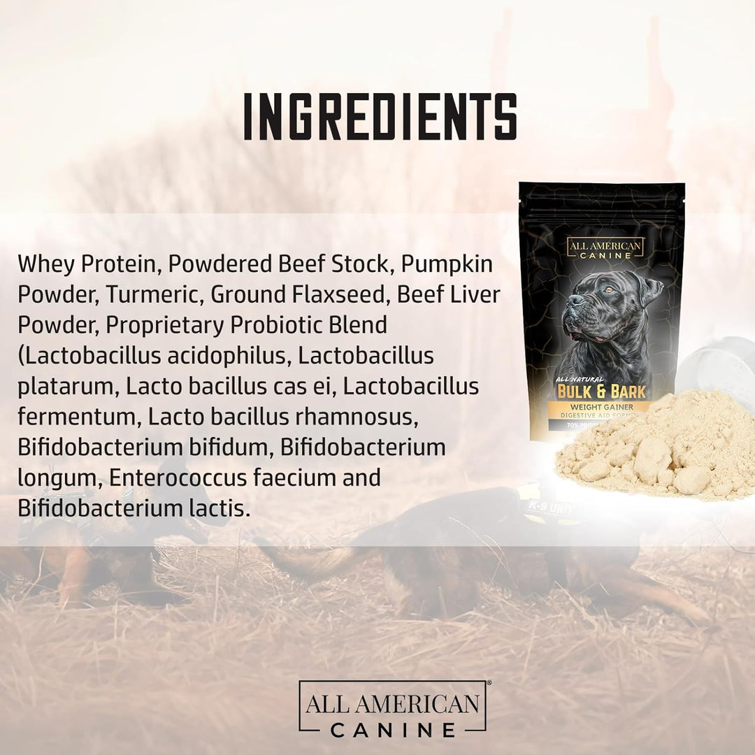 Bulk &amp; Bark Weight Gainer + Digestive Aid Food Topper